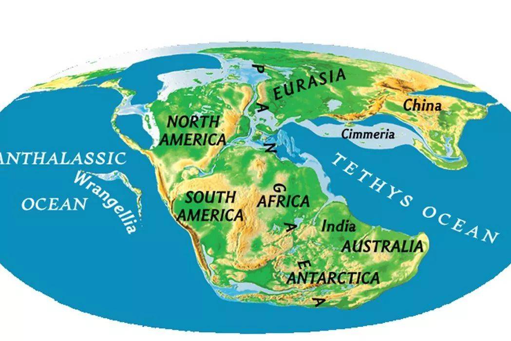 盘古大陆时期的世界地图,中国在地图右上角@national geographic