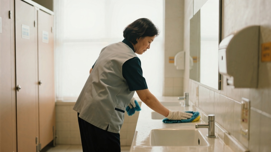 被安排清扫男厕的女保洁们