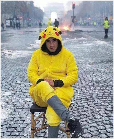 最好笑的是,就连狗也都被主人强行要求穿着黄马甲,一起出行罢工和玩耍