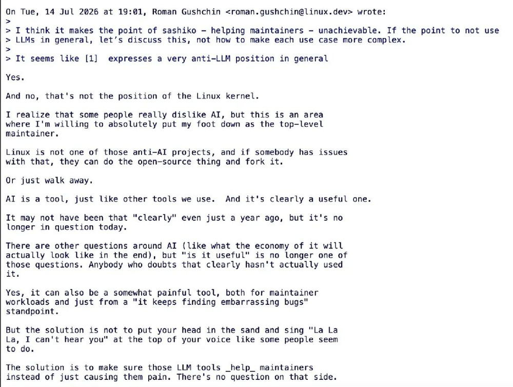 Linus Torvalds: Linux is not an anti-AI project