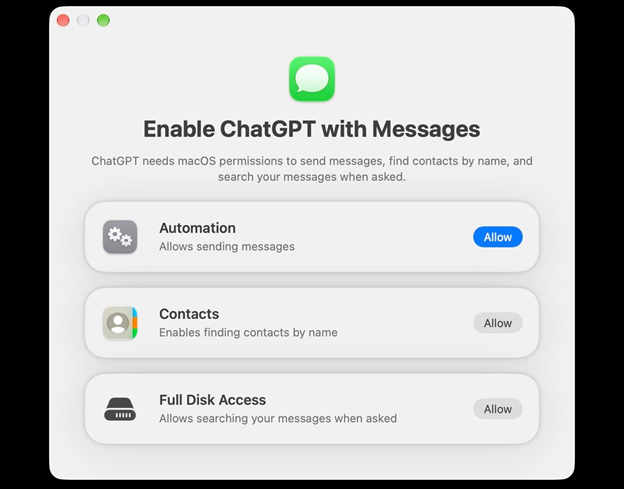 ChatGPT 取得 Mac 訊息控制能力
