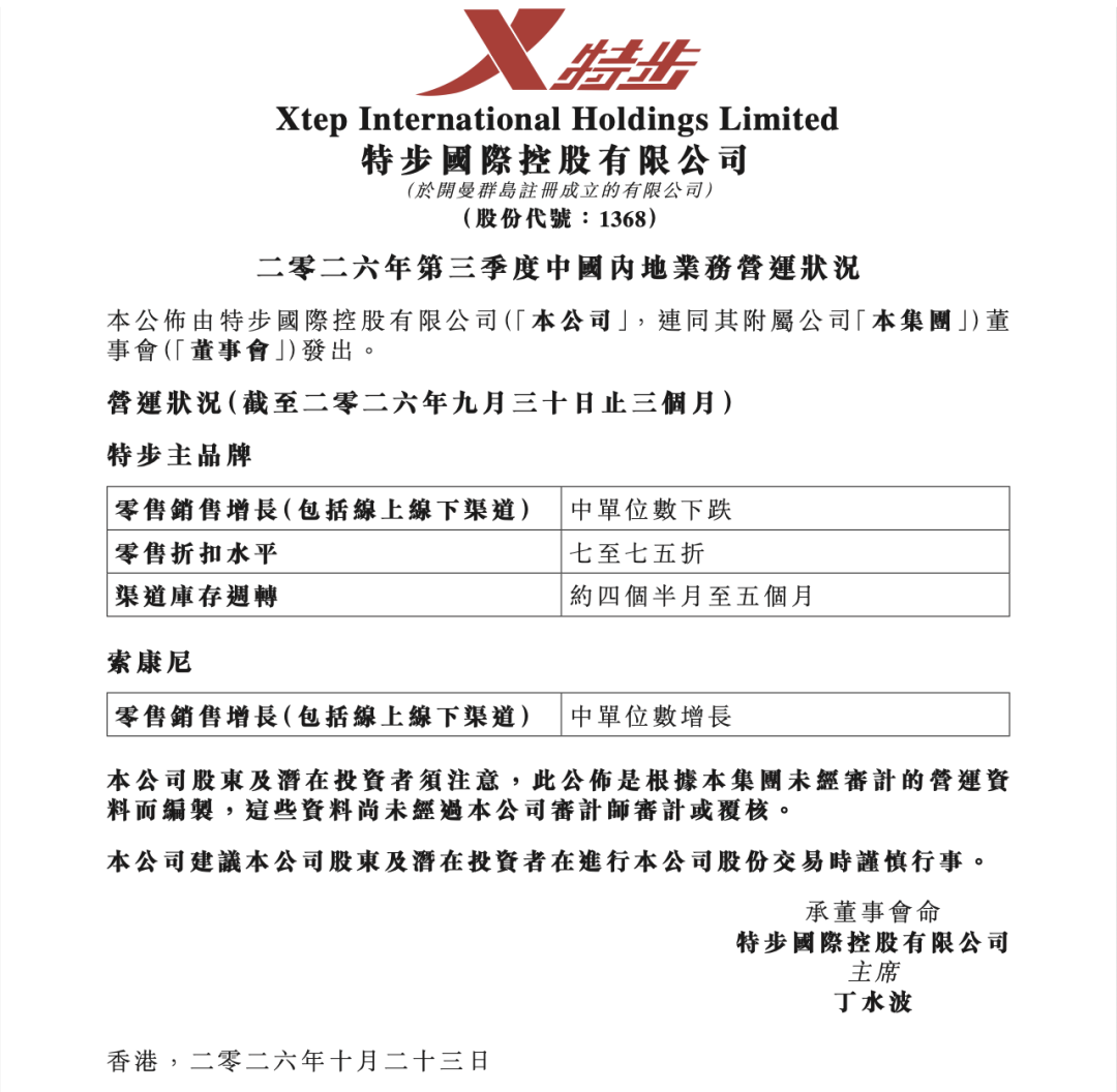 特步三季度销售下滑，为何“马拉松统治力”没能撑住业绩？