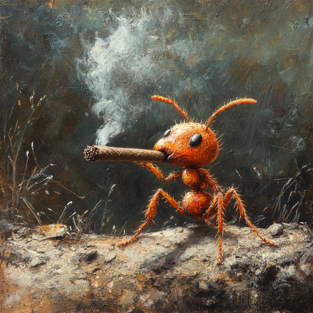 ai生图-抽烟的蚂蚁